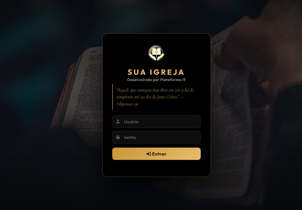 Tela do sistema i9 Igrejas
